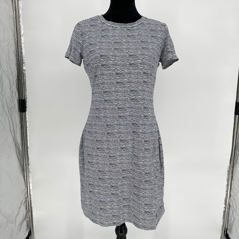 Southern Tide Black White Striped Short Sleeve Mini Dress Stretch Women's Small